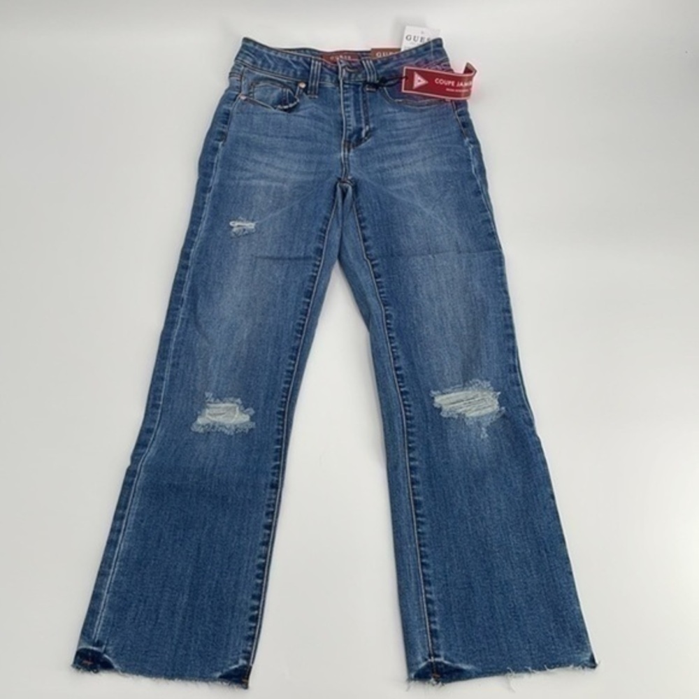 NWT Guess Maxie high waisted cropped distressed jeans size 24 rose gold detail